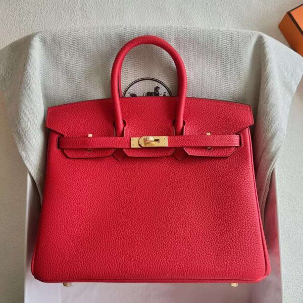 mmexport1727362940289 DDMode Bags Birkin Togo S3 Bright Red Gold Hardware 25cm Full Handmade Ghw