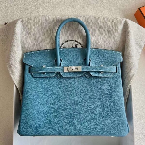 mmexport1727362973405 DDMode Bags Birkin Togo D2 New Denim blue Silver Hardware 25cm Full Handmade Ghw
