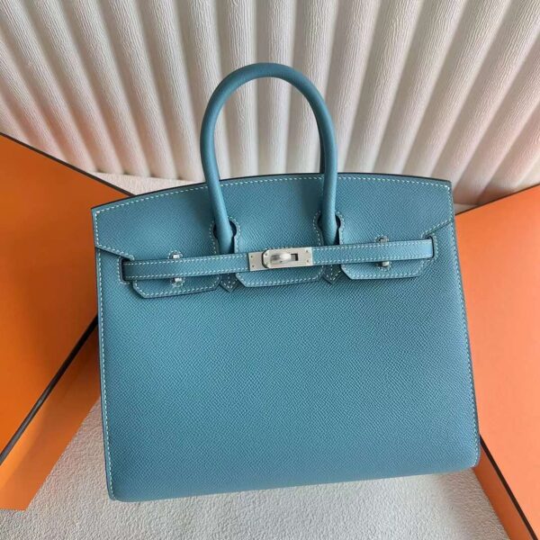 mmexport1727363003499-1 DDMode Bags Birkin Sellier Epsom D2 New Denim blue Silver Hardware 25cm Full Handmade Ghw