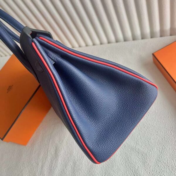 mmexport1729215120791 DDMode RepLadies Birkin Togo Ck73 Blue & 9T Orange Gold Hardware 30cm Full Handmade Ghw