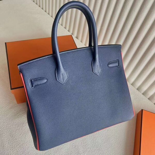 mmexport1729215122371 DDMode RepLadies Birkin Togo Ck73 Blue & 9T Orange Gold Hardware 30cm Full Handmade Ghw