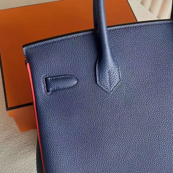 mmexport1729215123859 DDMode RepLadies Birkin Togo Ck73 Blue & 9T Orange Gold Hardware 30cm Full Handmade Ghw