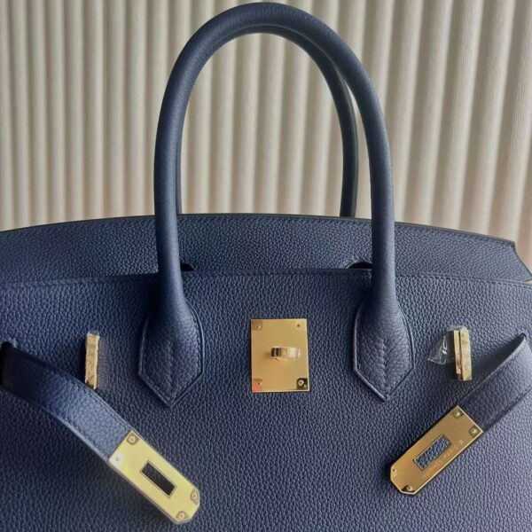 mmexport1729215125711 DDMode RepLadies Birkin Togo Ck73 Blue & 9T Orange Gold Hardware 30cm Full Handmade Ghw