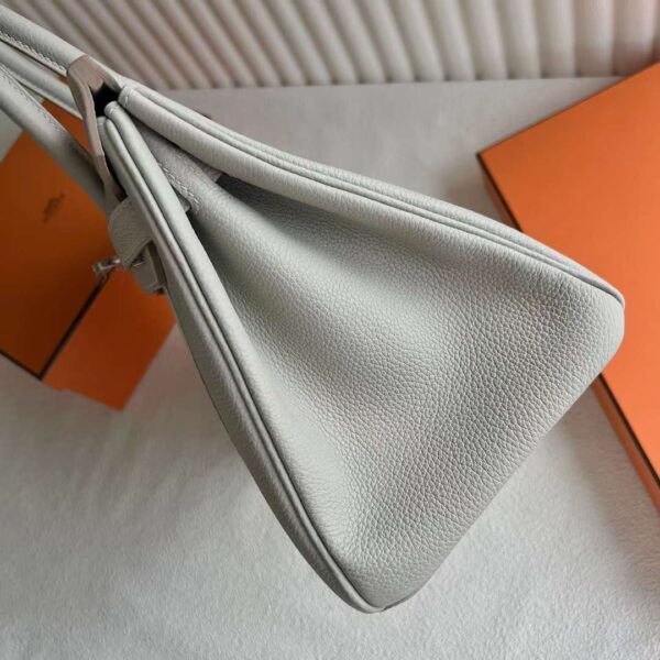mmexport1729215202547 DDMode Birkin Togo Ck80 Pearl Grey & 01 White & 7Q Blue Silver Hardware 30cm Full Handmade Phw