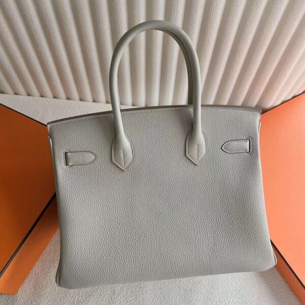 mmexport1729215204078 DDMode Birkin Togo Ck80 Pearl Grey & 01 White & 7Q Blue Silver Hardware 30cm Full Handmade Phw