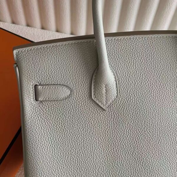 mmexport1729215205722 DDMode Birkin Togo Ck80 Pearl Grey & 01 White & 7Q Blue Silver Hardware 30cm Full Handmade Phw