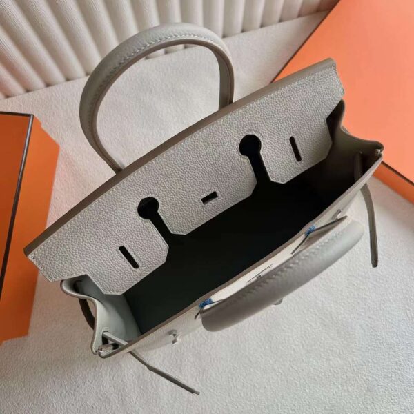 mmexport1729215207273 DDMode Birkin Togo Ck80 Pearl Grey & 01 White & 7Q Blue Silver Hardware 30cm Full Handmade Phw
