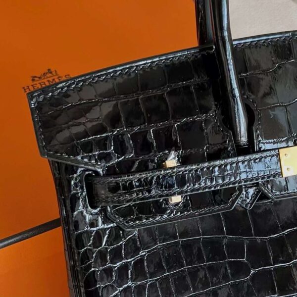 mmexport1729220365234 DDMode Birkin Shiny Porosus crocodile CK89 Black Gold Hardware 25cm Full Handmade Ghw