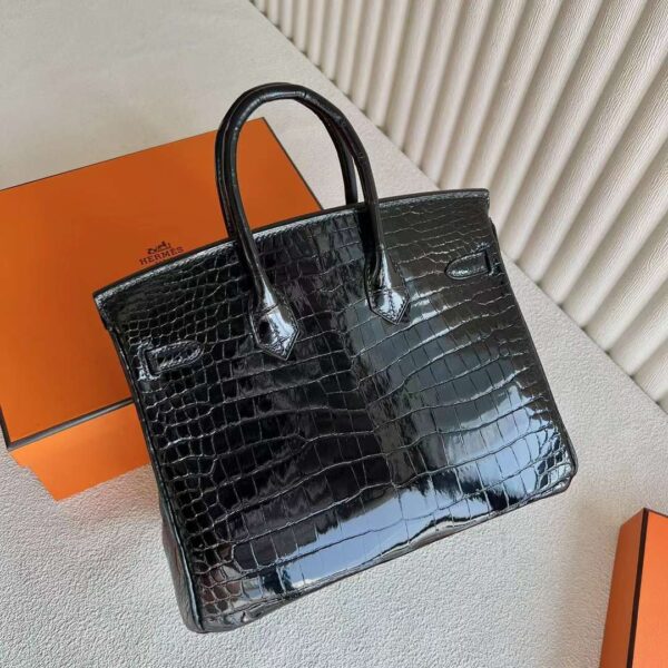 mmexport1729220368613 DDMode Birkin Shiny Porosus crocodile CK89 Black Gold Hardware 25cm Full Handmade Ghw