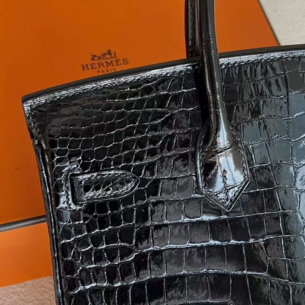 mmexport1729220370200 DDMode Birkin Shiny Porosus crocodile CK89 Black Gold Hardware 25cm Full Handmade Ghw