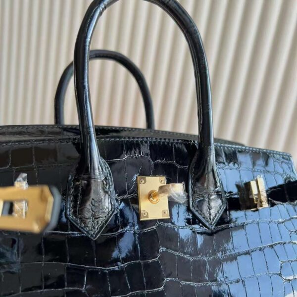 mmexport1729220371677 DDMode Birkin Shiny Porosus crocodile CK89 Black Gold Hardware 25cm Full Handmade Ghw