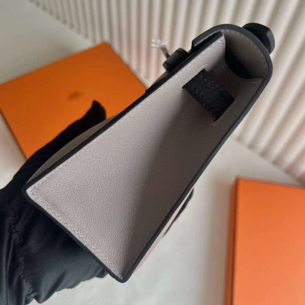 mmexport1730041927996 DDMode Bags Mini Kelly Pochette Swift M8 Grey & Ck89 Black Silver Hardware 22cm Full Handmade Phw