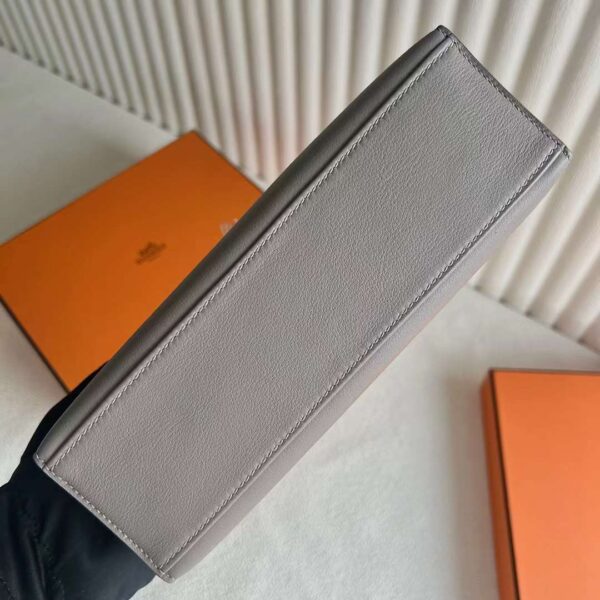 mmexport1730041936263 DDMode Bags Mini Kelly Pochette Swift M8 Grey & Ck89 Black Silver Hardware 22cm Full Handmade Phw