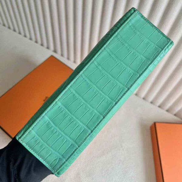 mmexport1730644158945-1 DDMode Mini Kelly pochette Matte Alligator Crocodile 6W Mint green Silver Hardware 22cm Full Handmade Phw