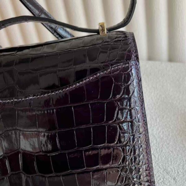 mmexport1730645464551 DDMode Constance Shiny Alligator Crocodile 3V Ink violet Gold Hardware 18cm Full Handmade Ghw