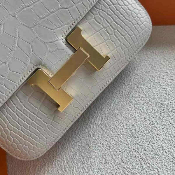 mmexport1730645678925 DDMode Constance Matte Alligator Crocodile 8L Ice White Gold Hardware 18cm Full Handmade Ghw
