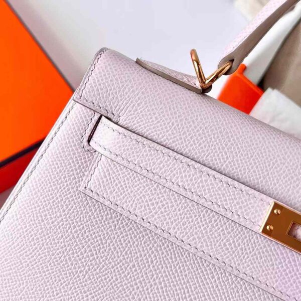 mmexport1730969432557 DDMode RepLadies Kelly Epsom 09 Light Purple Pink Gold Hardware 25cm Full Handmade Ghw