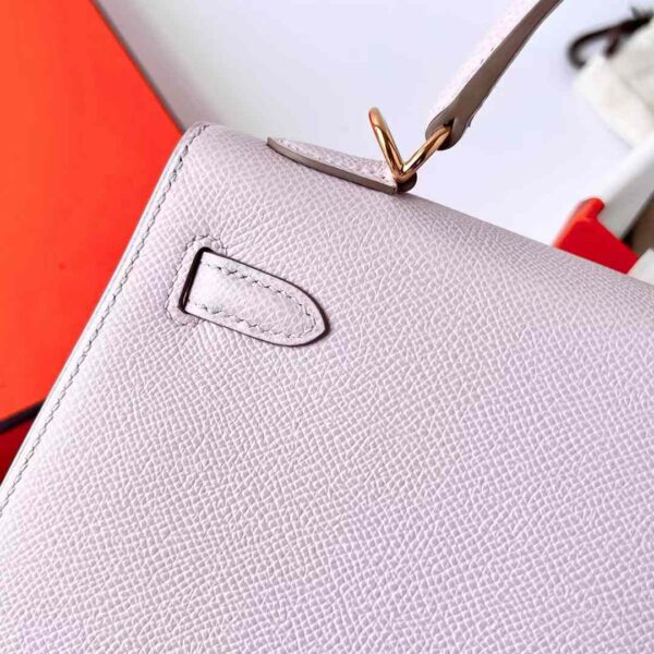 mmexport1730969436742 DDMode RepLadies Kelly Epsom 09 Light Purple Pink Gold Hardware 25cm Full Handmade Ghw