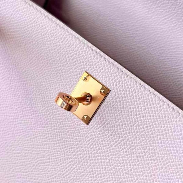 mmexport1730969439843 DDMode RepLadies Kelly Epsom 09 Light Purple Pink Gold Hardware 25cm Full Handmade Ghw