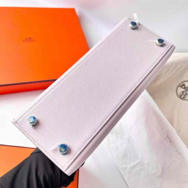 mmexport1730969441176 DDMode RepLadies Kelly Epsom 09 Light Purple Pink Gold Hardware 25cm Full Handmade Ghw