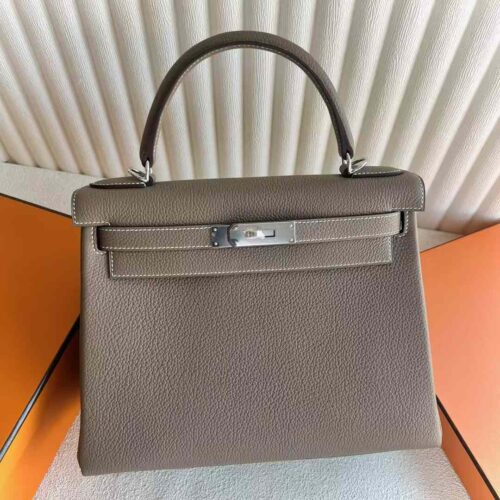 DDMode Reddit Kelly Togo Ck18 Etoupe Grey Silver Hardware 28cm Full Handmade Phw
