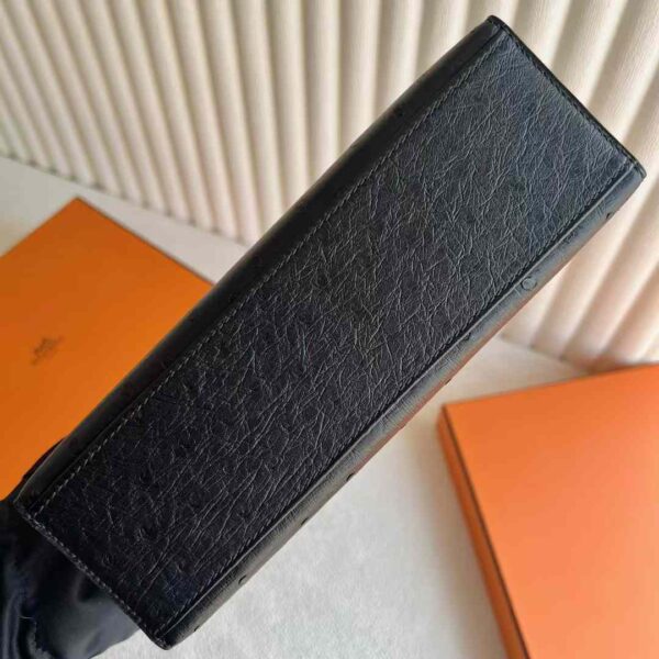 mmexport1732593848438 DDMode Mini Kelly Pochette Ostrich Leather Ck89 Black Silver Hardware 22cm Full Handmade