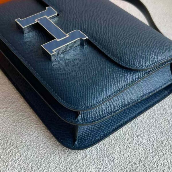 mmexport1732607332280 DDMode Constance Epsom S4 Deep Blue Enamel Buckle Silver Hardware 18cm Full Handmade