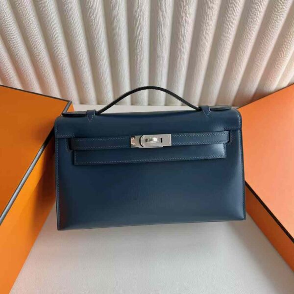 mmexport1733280649509-1 DDMode Reddit Mini Kelly Pochette Box Leather 7P Berlin Blue Black Buckle 22cm Full Handmade Phw