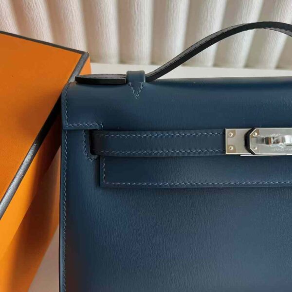 mmexport1733280650982 DDMode Reddit Mini Kelly Pochette Box Leather 7P Berlin Blue Black Buckle 22cm Full Handmade Phw