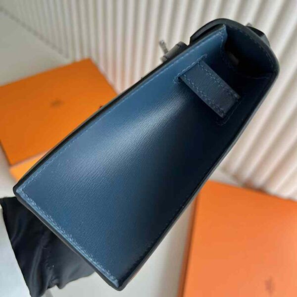 mmexport1733280652496 DDMode Reddit Mini Kelly Pochette Box Leather 7P Berlin Blue Black Buckle 22cm Full Handmade Phw