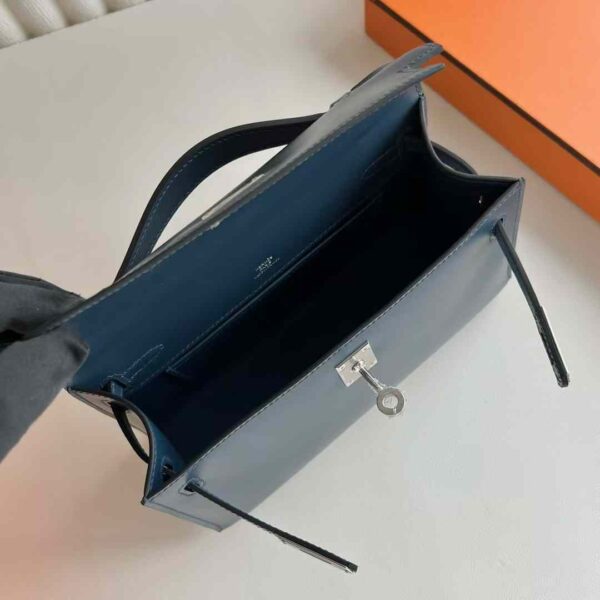 mmexport1733280659461 DDMode Reddit Mini Kelly Pochette Box Leather 7P Berlin Blue Black Buckle 22cm Full Handmade Phw