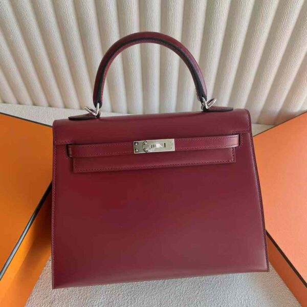 mmexport1733410395617 DDMode Reddit Kelly Box Leather Ck55 Bordeaux Red Silver Hardware 25cm Full Handmade Phw