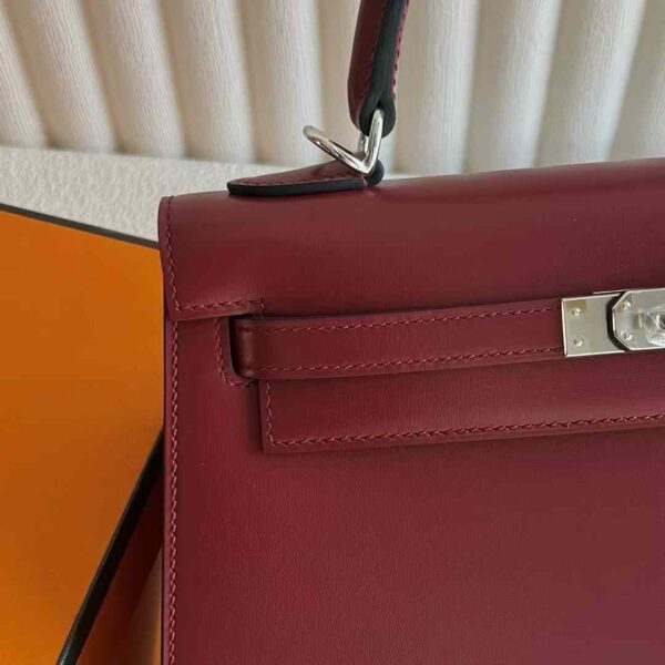 mmexport1733410397136 DDMode Reddit Kelly Box Leather Ck55 Bordeaux Red Silver Hardware 25cm Full Handmade Phw