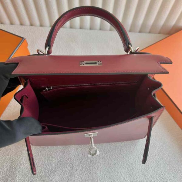 mmexport1733410404471 DDMode Reddit Kelly Box Leather Ck55 Bordeaux Red Silver Hardware 25cm Full Handmade Phw