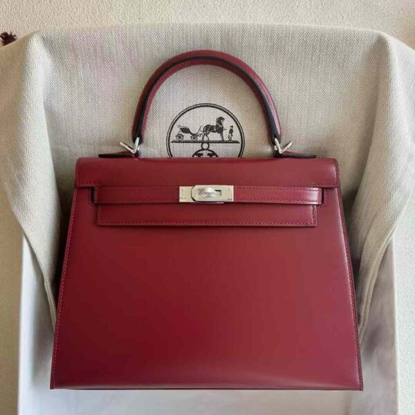 mmexport1733410408839 DDMode Reddit Kelly Box Leather Ck55 Bordeaux Red Silver Hardware 25cm Full Handmade Phw