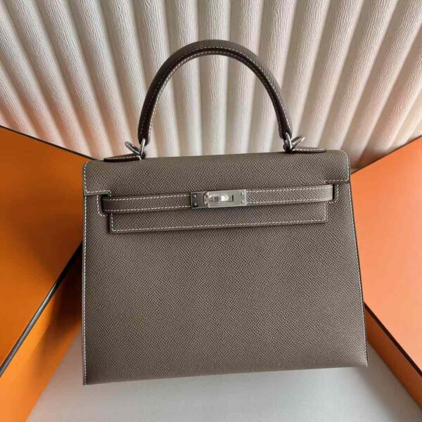 mmexport1733755187087 DDMode Bags Kelly Epsom Ck18 Etoupe Grey Silver Hardware 25cm Full Handmade Phw
