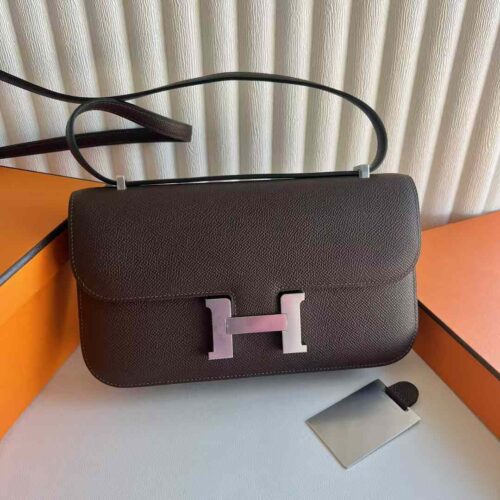 DDMode Bags Constance elan Epsom chocolate Silver Hardware 23cm Full Handmade Phw