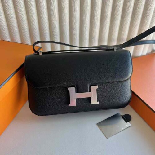 DDMode Bags Constance elan Chever Leather Ck89 Black Noir Silver Hardware 23cm Full Handmade Phw
