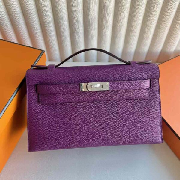 mmexport1733966599791-1 DDMode Factory Mini Kelly Pochette Epsom P9 Anemone purple Silver Hardware 22cm Full Handmade Phw