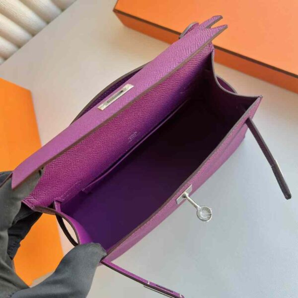 mmexport1733966609395 DDMode Factory Mini Kelly Pochette Epsom P9 Anemone purple Silver Hardware 22cm Full Handmade Phw