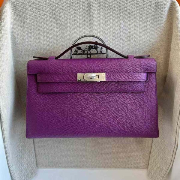 mmexport1733966612897 DDMode Factory Mini Kelly Pochette Epsom P9 Anemone purple Silver Hardware 22cm Full Handmade Phw