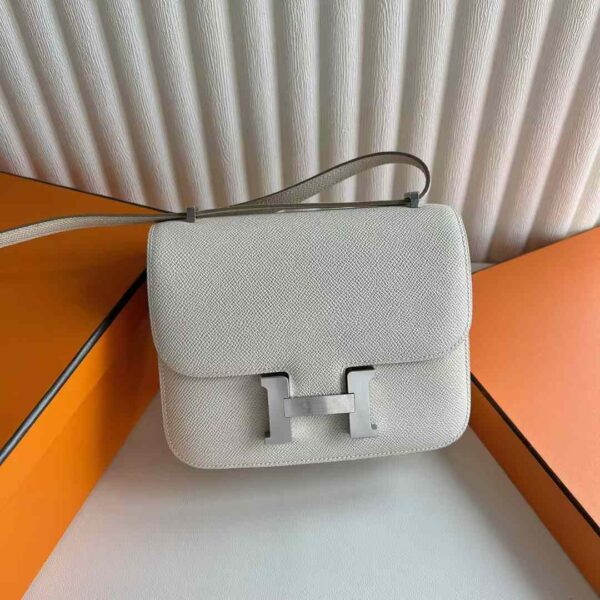 mmexport1734422821664-1 DDMode RepLadies Constance Epsom Ck10 Cream White Silver 18cm Full Handmade Phw