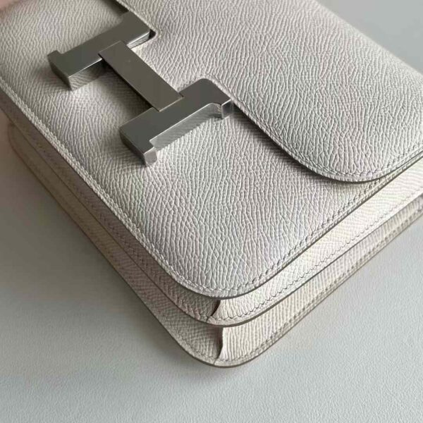 mmexport1734422823136 DDMode RepLadies Constance Epsom Ck10 Cream White Silver 18cm Full Handmade Phw