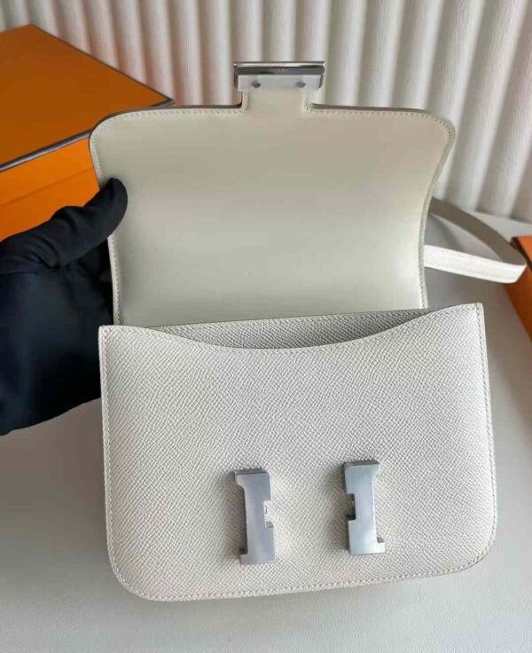 mmexport1734422827413 DDMode RepLadies Constance Epsom Ck10 Cream White Silver 18cm Full Handmade Phw