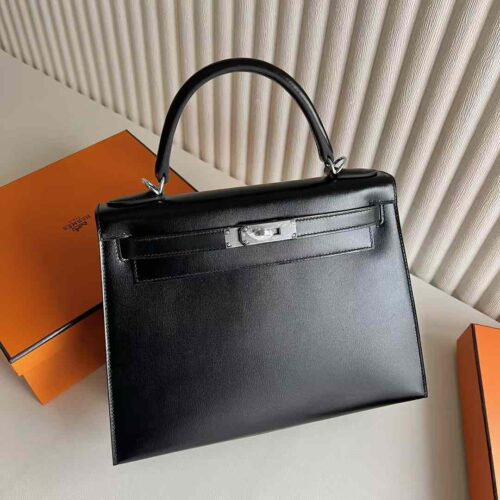 DDMode Yupoo Kelly Box Leather Ck89 Black Silver Hardware 28cm Full Handmade Phw