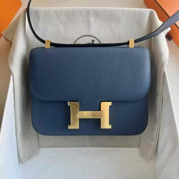 mmexport1736329136212 DDMode Constance mirror style Epsom 7R noble blue Gold Hardware 24cm Full Handmade Ghw