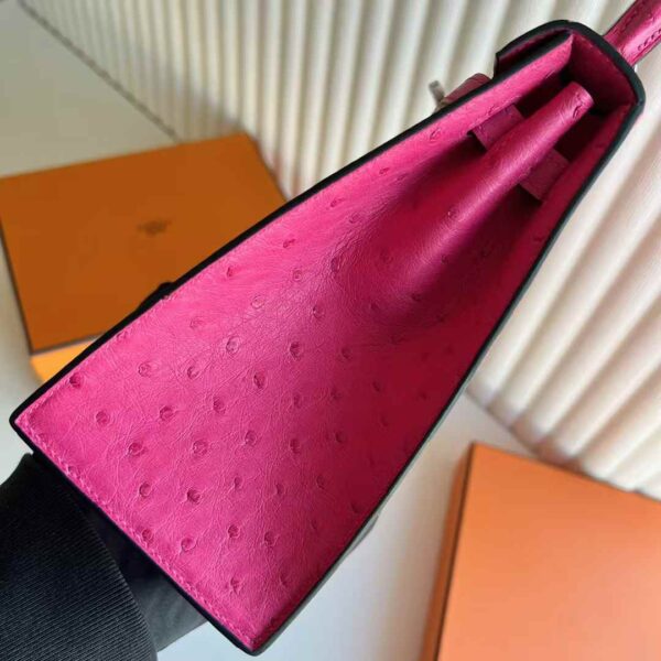 mmexport1736995508235 DDMode Bags Kelly Ostrich Leather E5 Candy Pink Silver Hardware 25cm Full Handmade Phw