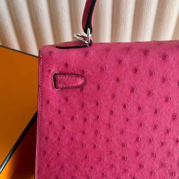 mmexport1736995511310 DDMode Bags Kelly Ostrich Leather E5 Candy Pink Silver Hardware 25cm Full Handmade Phw