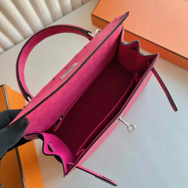 mmexport1736995512801 DDMode Bags Kelly Ostrich Leather E5 Candy Pink Silver Hardware 25cm Full Handmade Phw