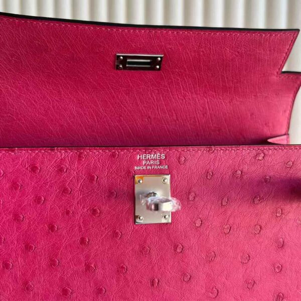 mmexport1736995514240 DDMode Bags Kelly Ostrich Leather E5 Candy Pink Silver Hardware 25cm Full Handmade Phw
